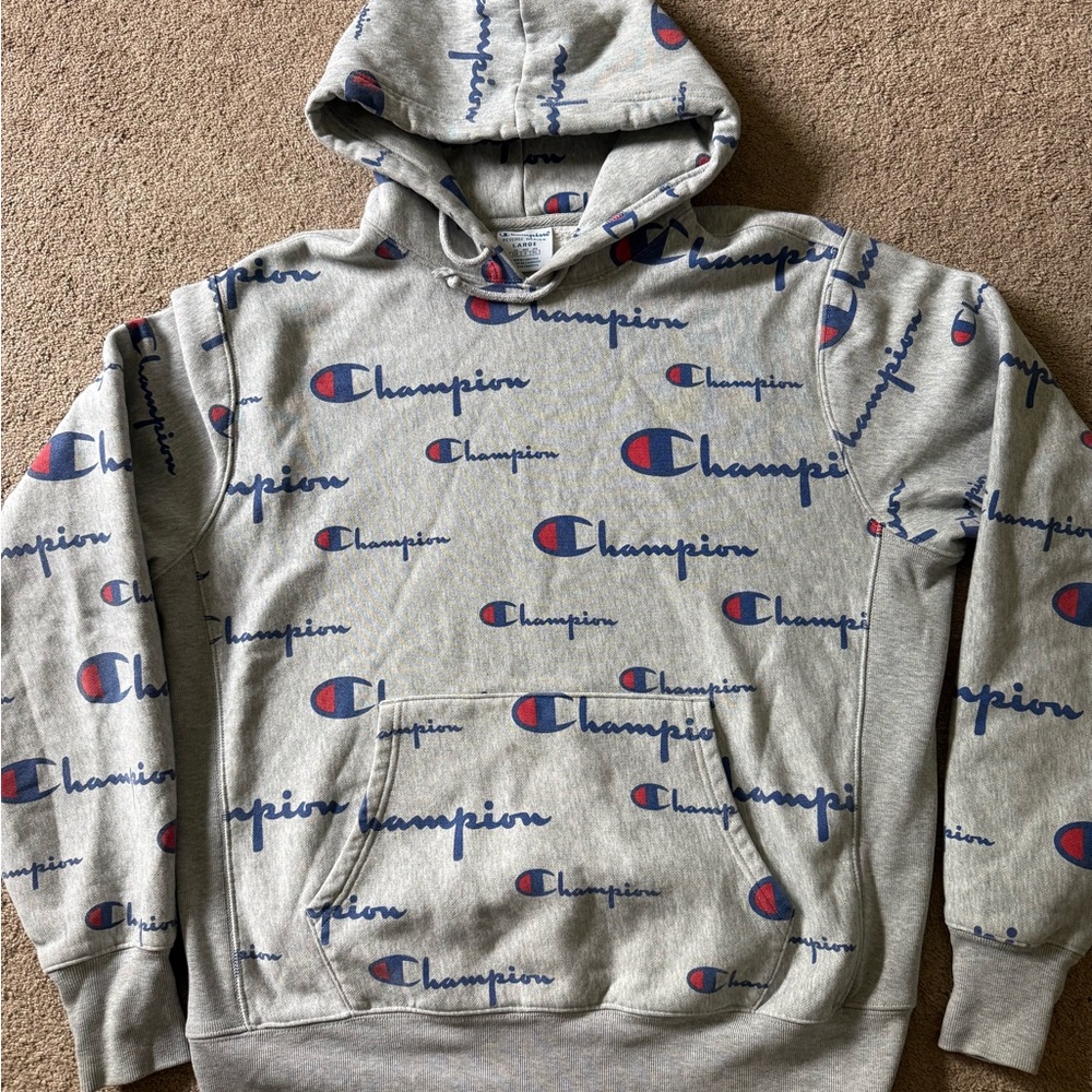 Champion Gray Sweatshirt Hoodie Streetwear Essential